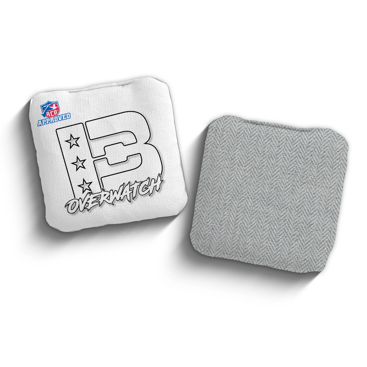 Overwatch White Outline WHI-BLK ACO stamped cornhole bags