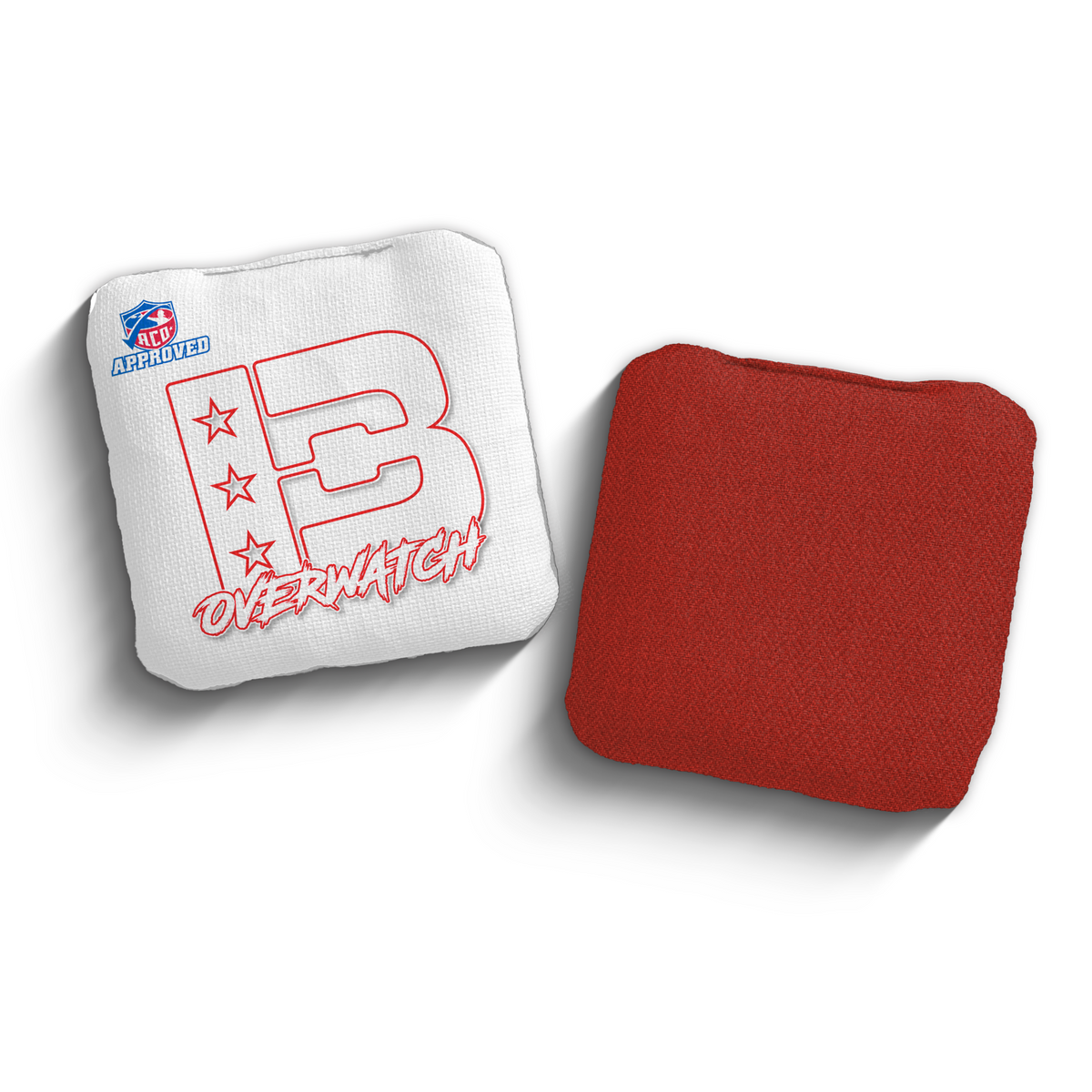 Overwatch White Outline WHI-RED ACO stamped cornhole bags