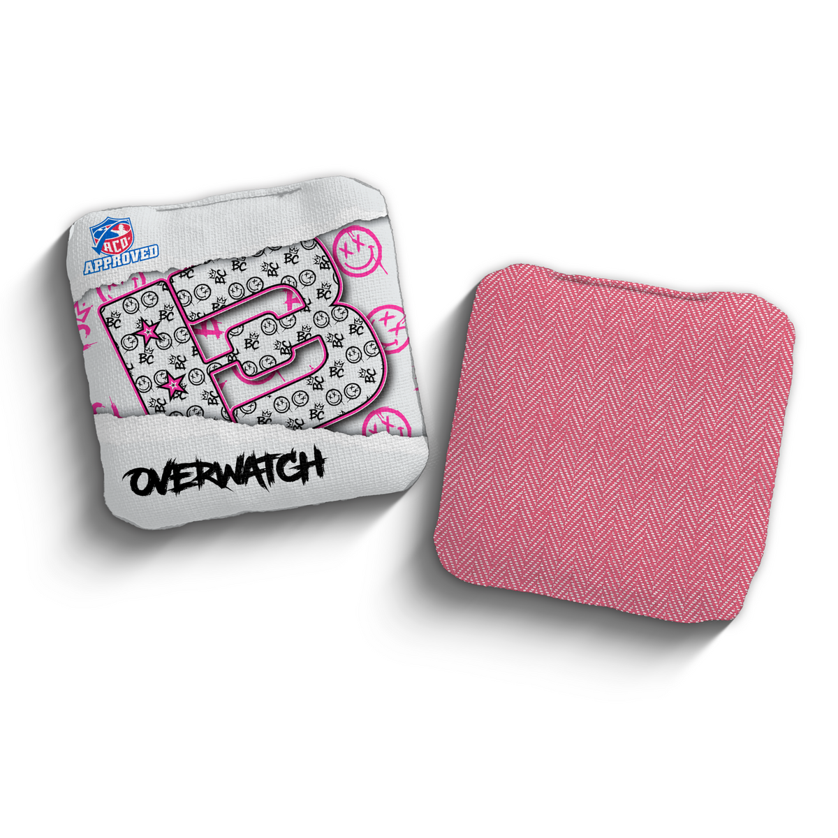 Overwatch Torn Smiles White ACO stamped cornhole bags