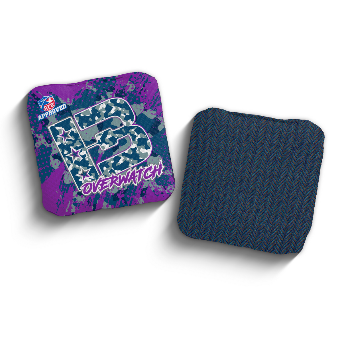 Overwatch Camo Blue ACO stamped cornhole bags