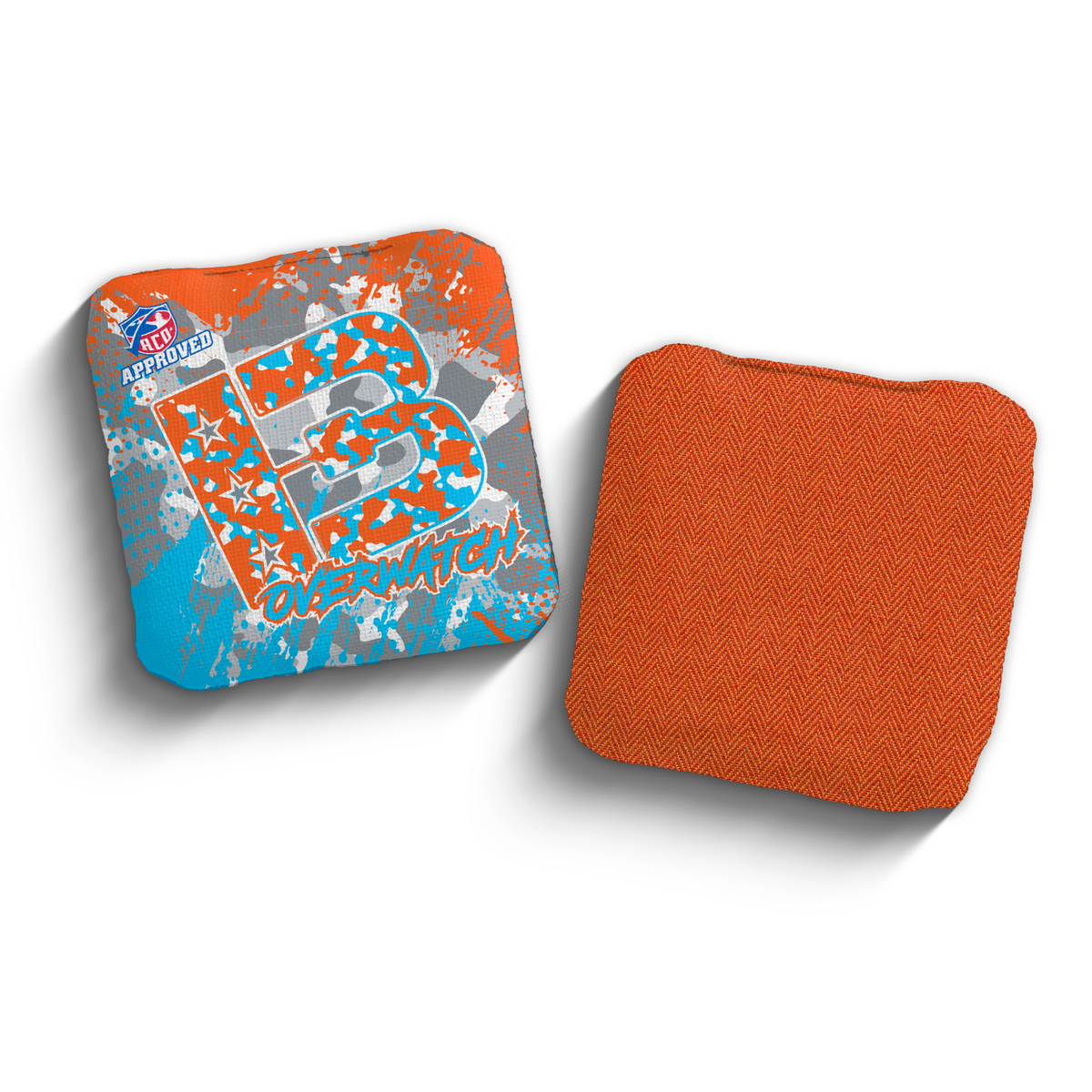 Overwatch Camo Orange ACO stamped cornhole bags
