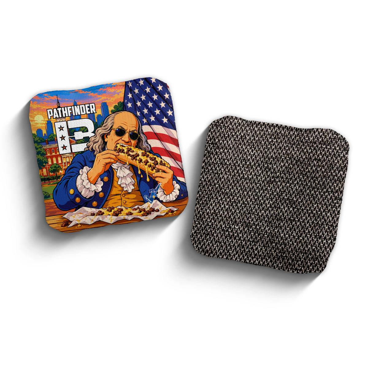 Pathfinder Benjamin Franklin Edition PCA Stamped cornhole bags