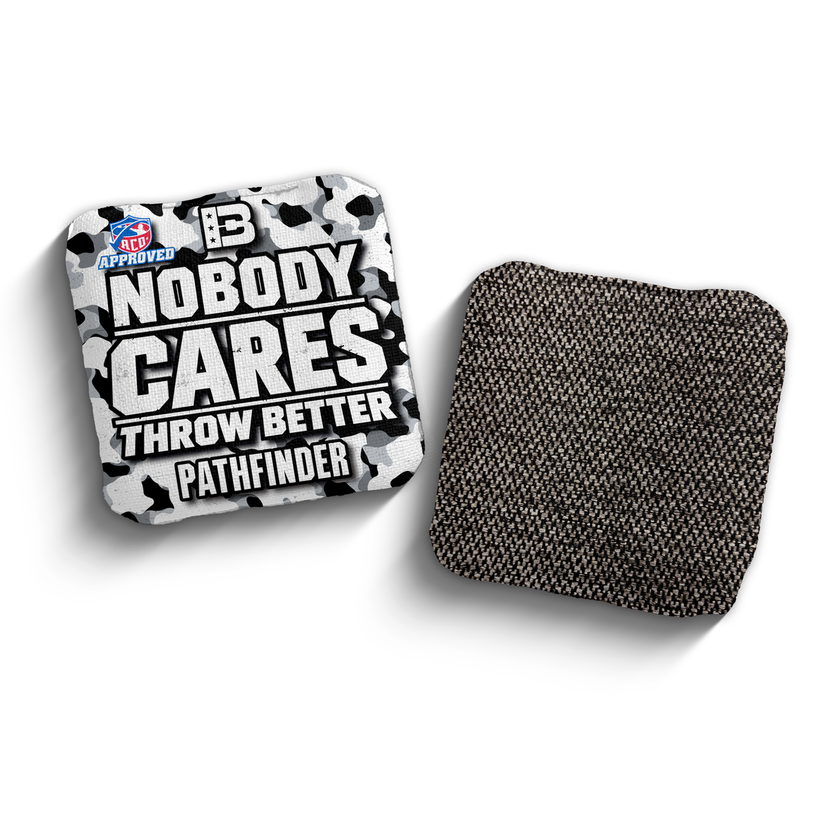 2027 Brotherhood Cornhole Pathfinder Nobody Cares Camo Edition ACO Stamped Cornhole Bags - White