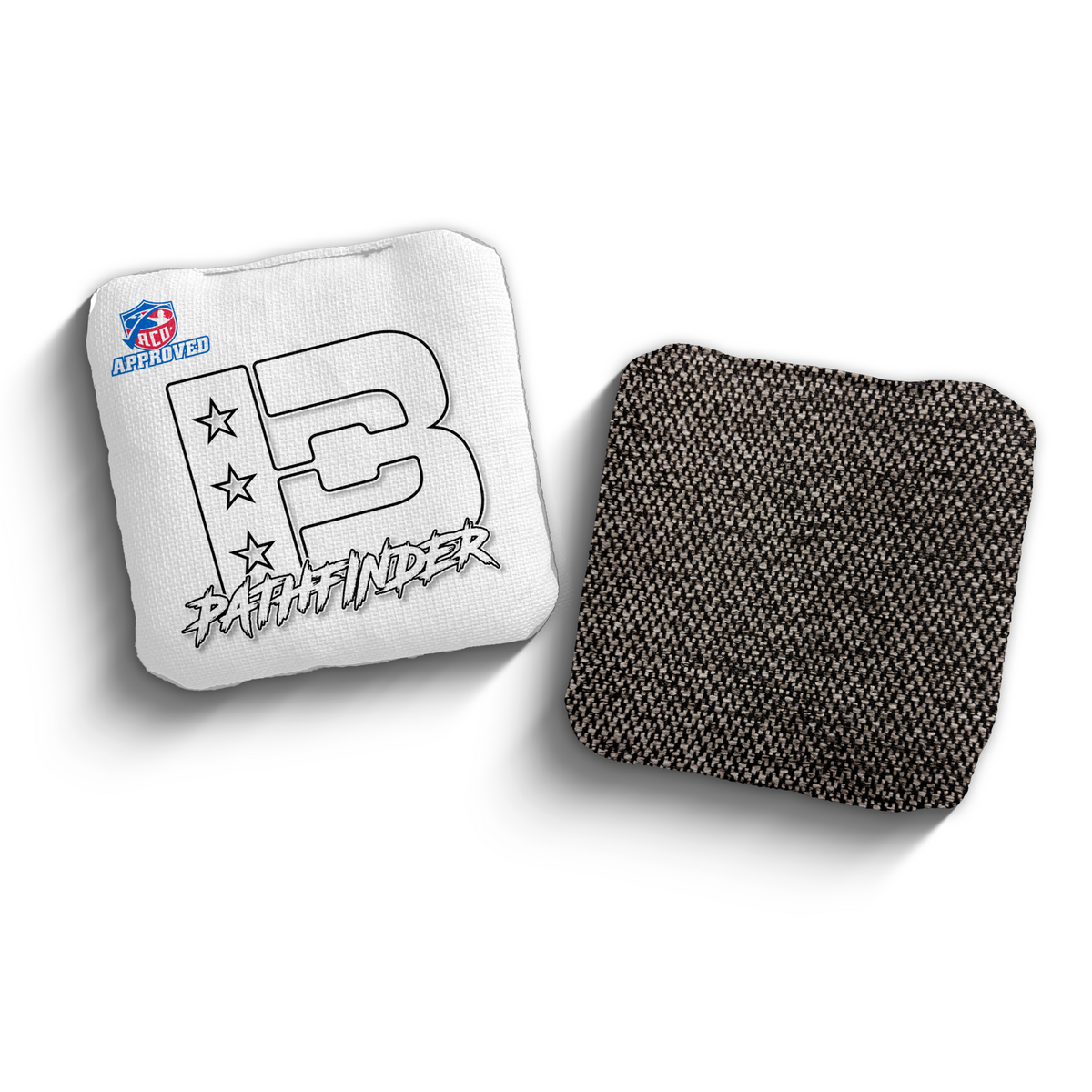 Pathfinder White Outline WHI-BLK ACO stamped cornhole bags