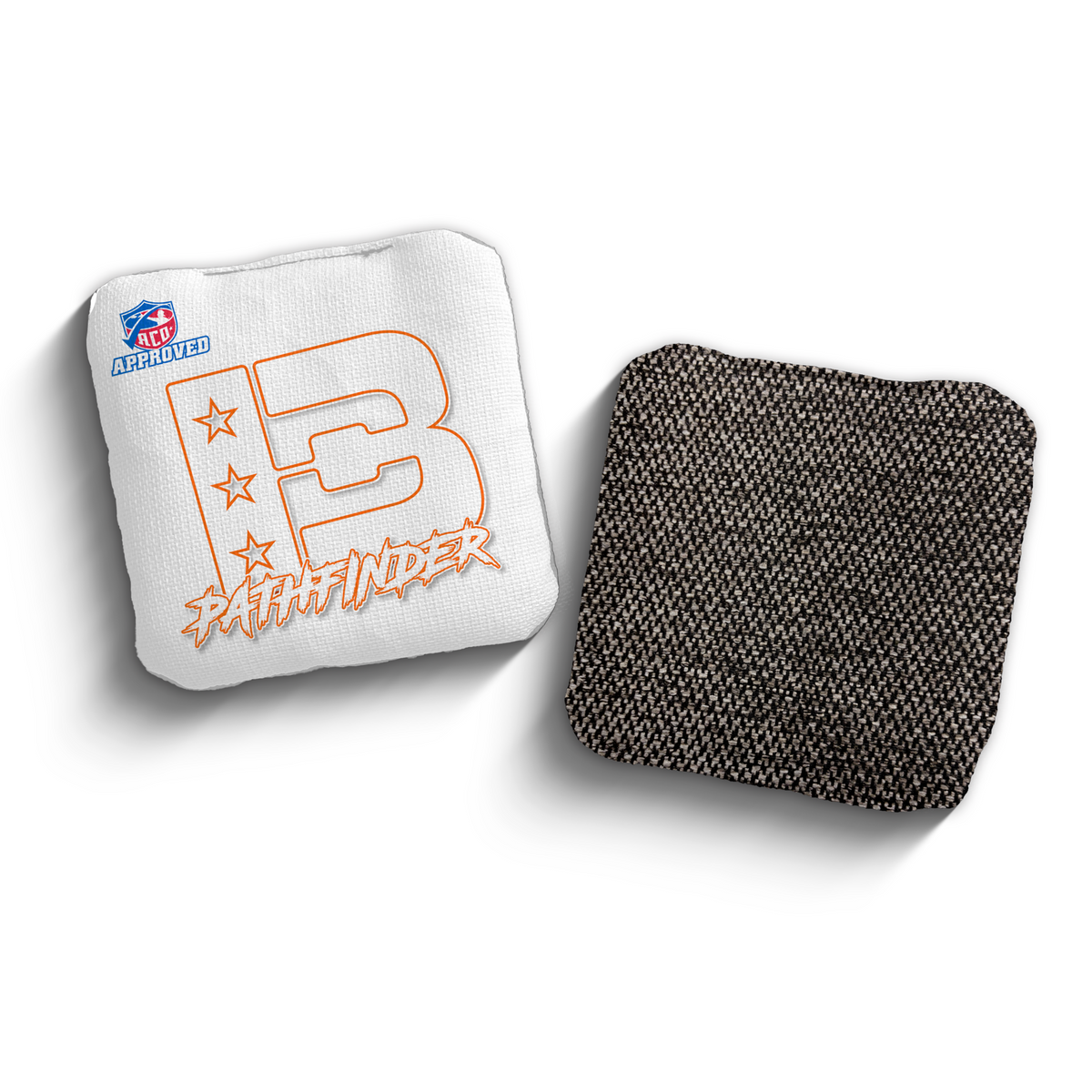 Pathfinder White Outline WHI-ORG ACO stamped cornhole bags