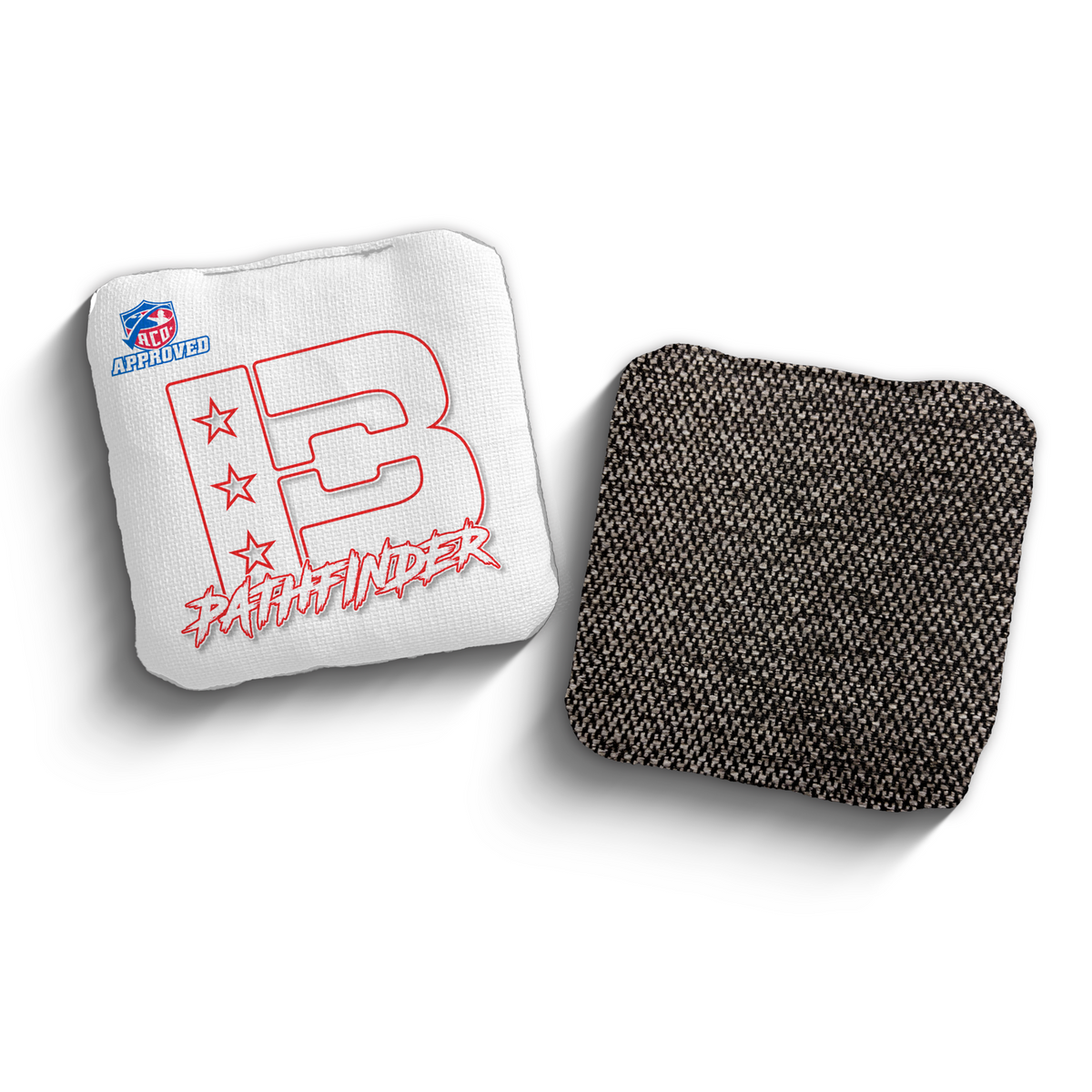 Pathfinder White Outline WHI-RED ACO stamped cornhole bags