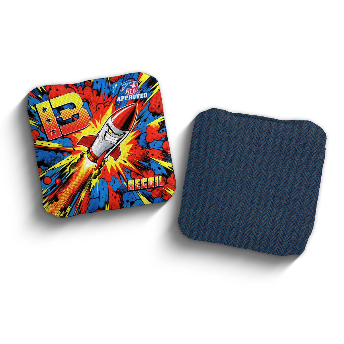 Recoil Piss Missile Edition ACO Stamped cornhole bags - Blue