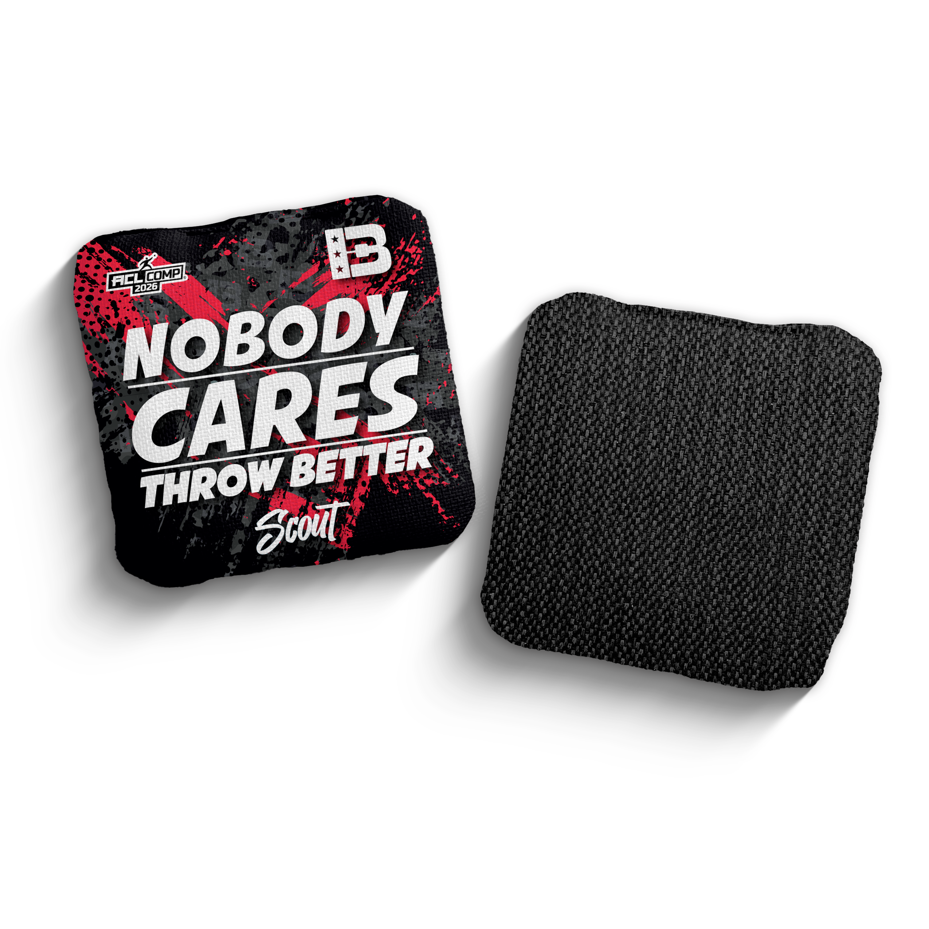 2026 Brotherhood Cornhole Scout Nobody Cares Throw Better Edition ACL Comp Stamped Cornhole Bags - Brotherhood Cornhole