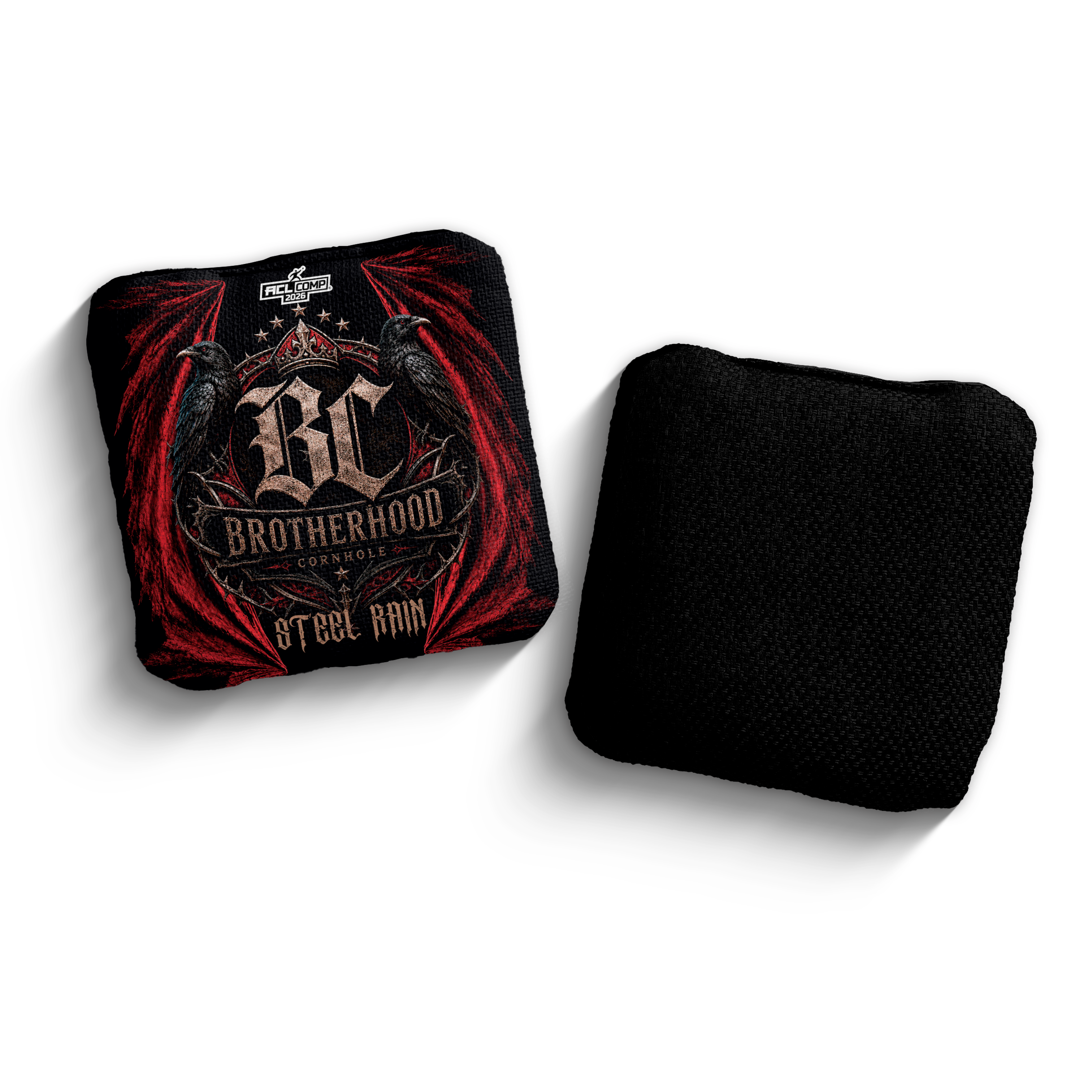 2026 Brotherhood Cornhole Steel Rain Black Crown Edition ACL Comp Stamped Cornhole Bags