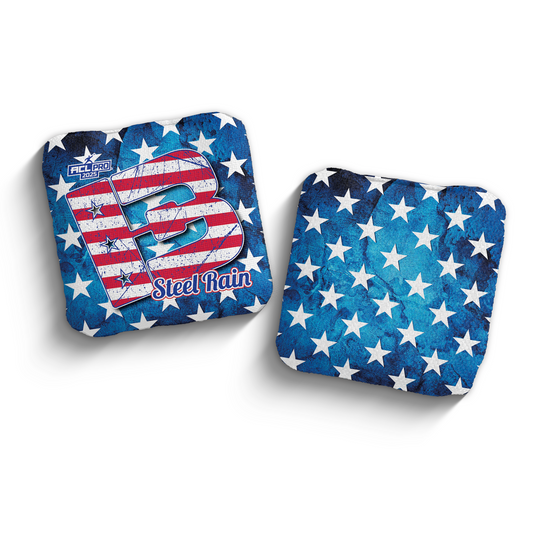 2025 Brotherhood Cornhole Steel Rain Stars and Stripes Edition ACL Pro Stamped Cornhole Bags