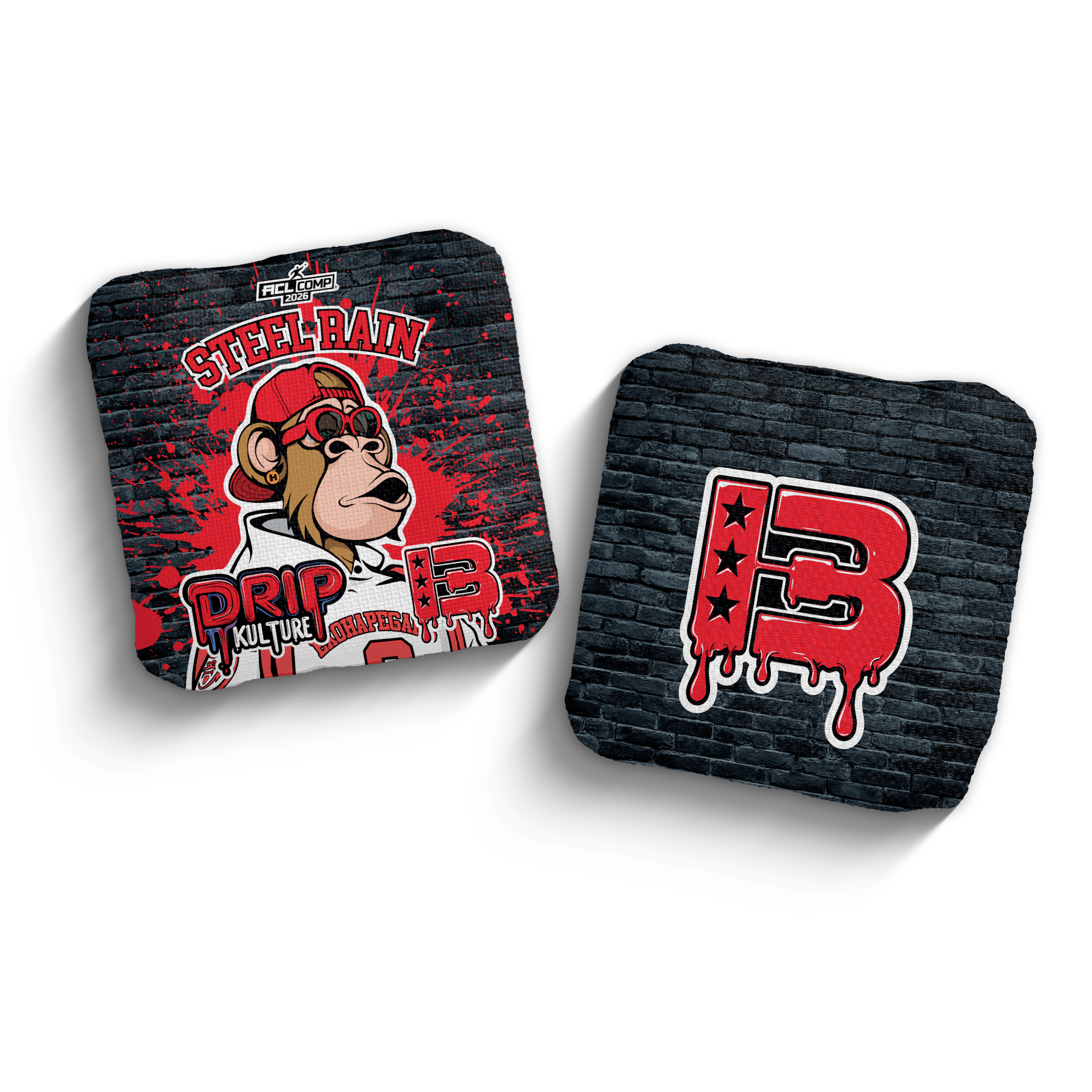 2026 Brotherhood Cornhole Steel Rain Drip Kulture Collaboration ACL Pro Stamped Cornhole Bags - Brotherhood Cornhole