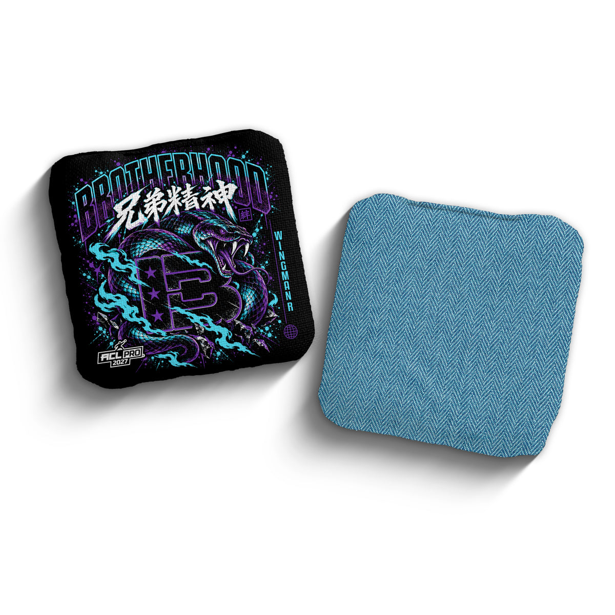 Brotherhood Cornhole Wingman Different Breed snake design cornhole bags