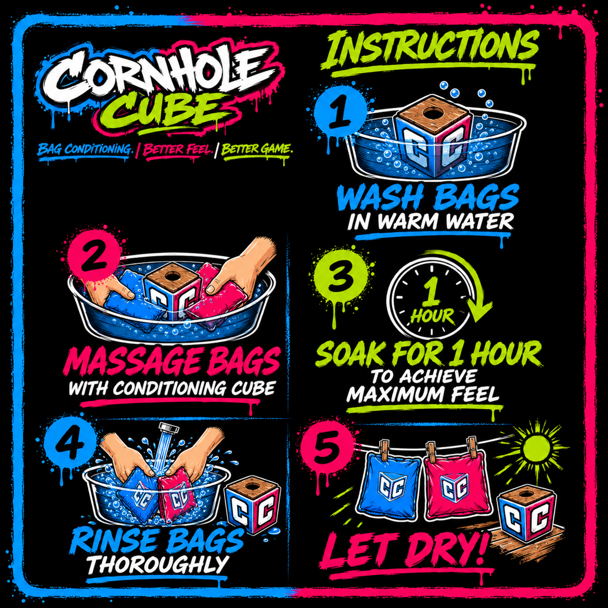 Cornhole Cube warm water conditioning instructions