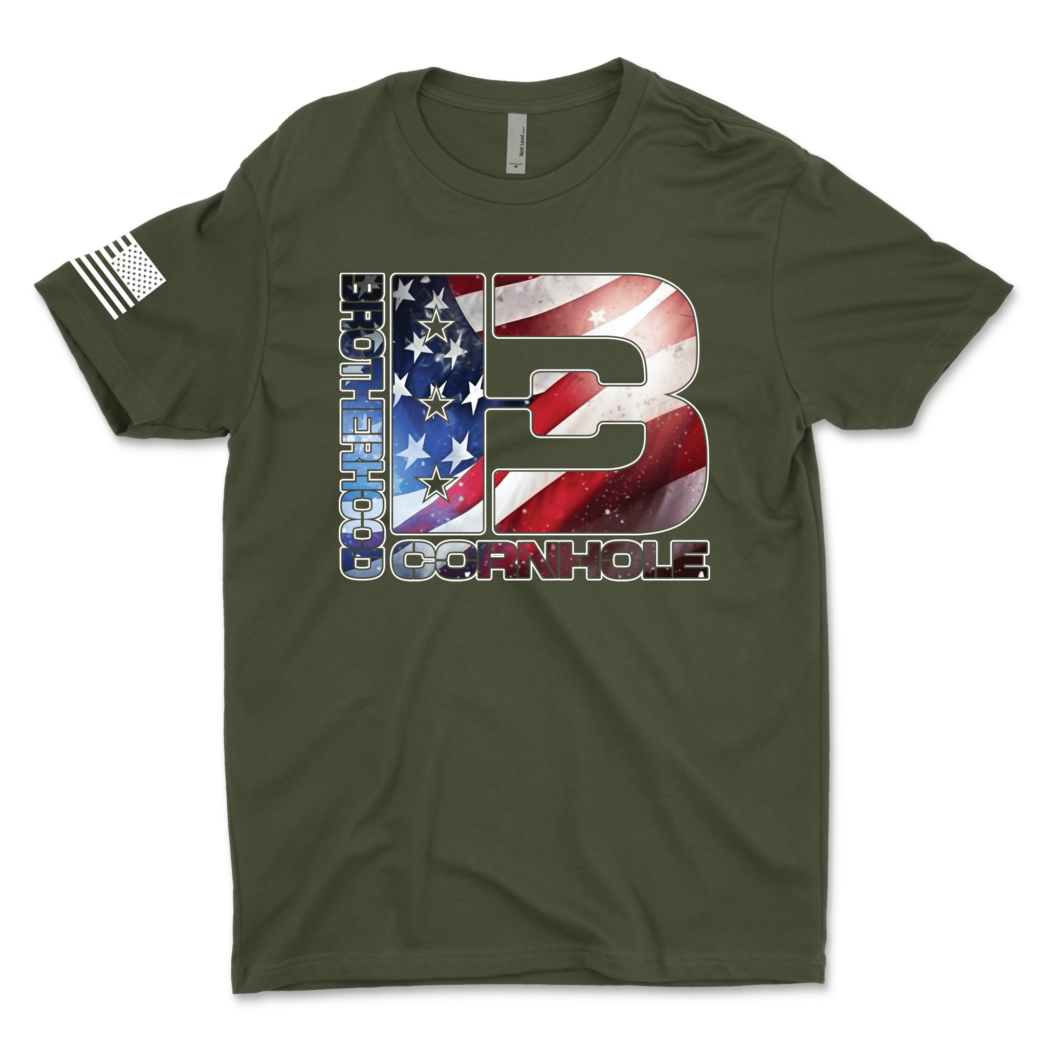 Men's BC American Flag Logo T-Shirt - Brotherhood Cornhole