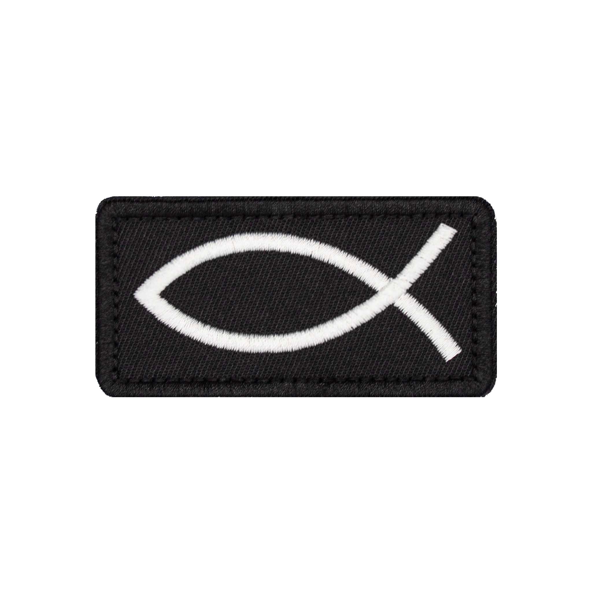 White Ichthus Fish Embroidered Velcro Patch - Brotherhood Cornhole