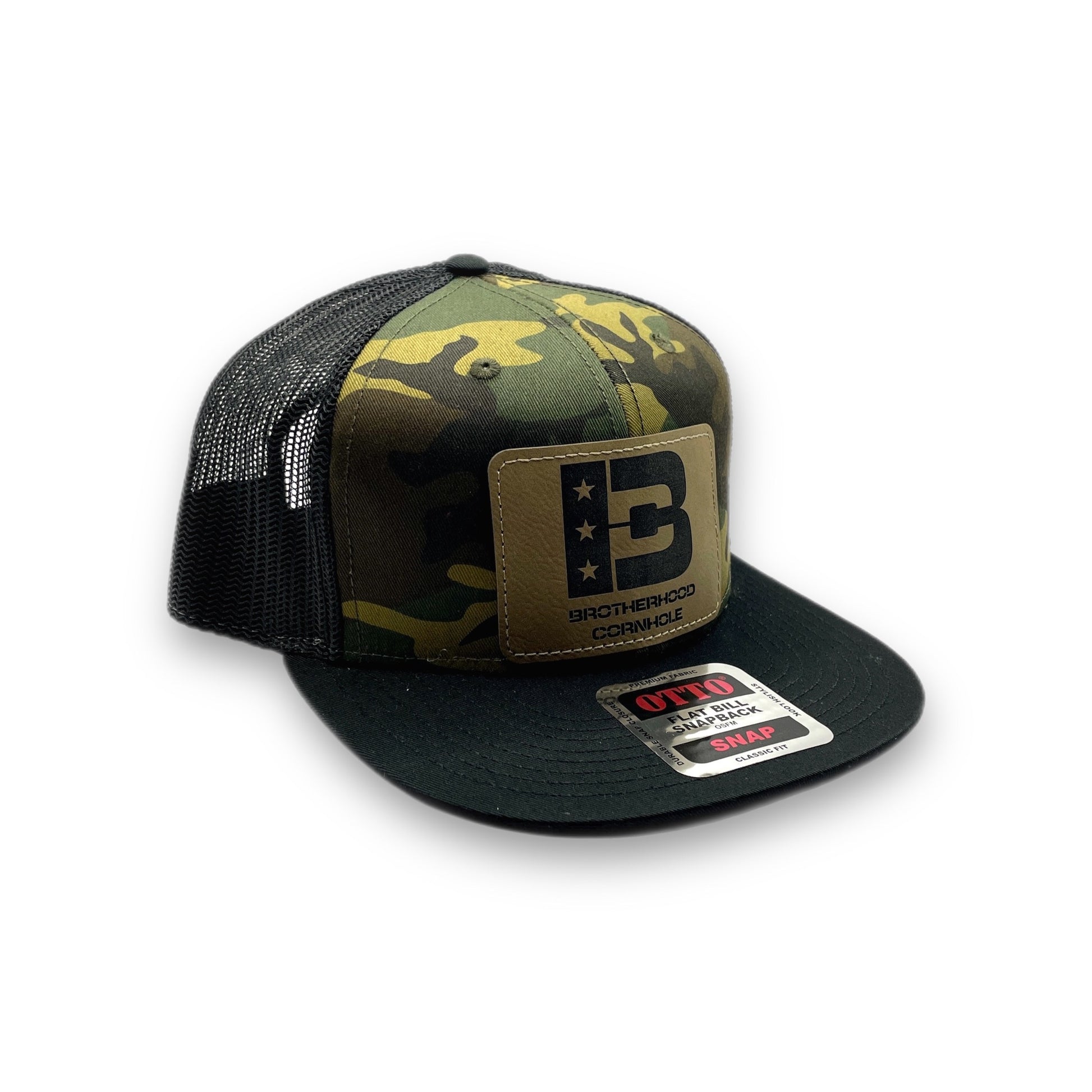 Mid Profile Mesh Back Trucker Snapback Hat (Bla/Cam/Bla) – Brotherhood ...